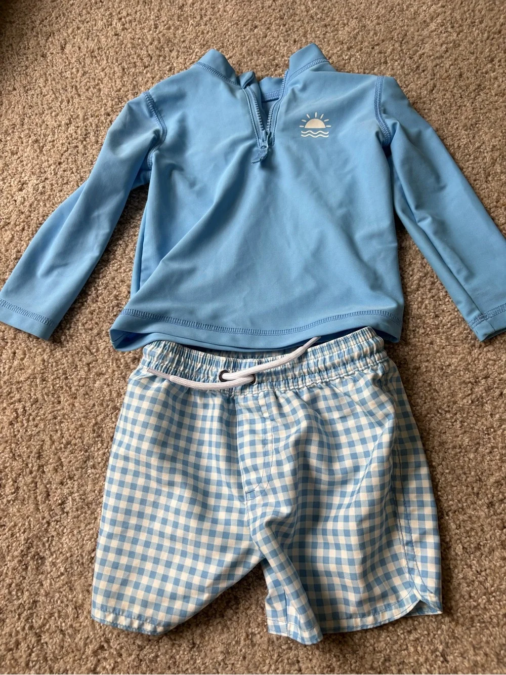 Carters Baby Boy 18 Months Swim Set Rash Guard And Trunks Blue